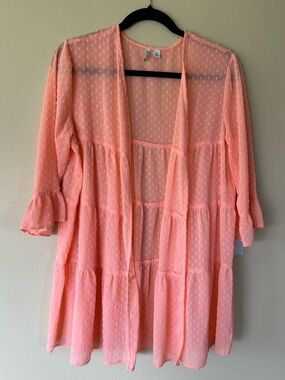📦LAST CHANCE DONATING📦 EST. 1946 | Peach Swiss Dot 3/4 Sleeve Kimono